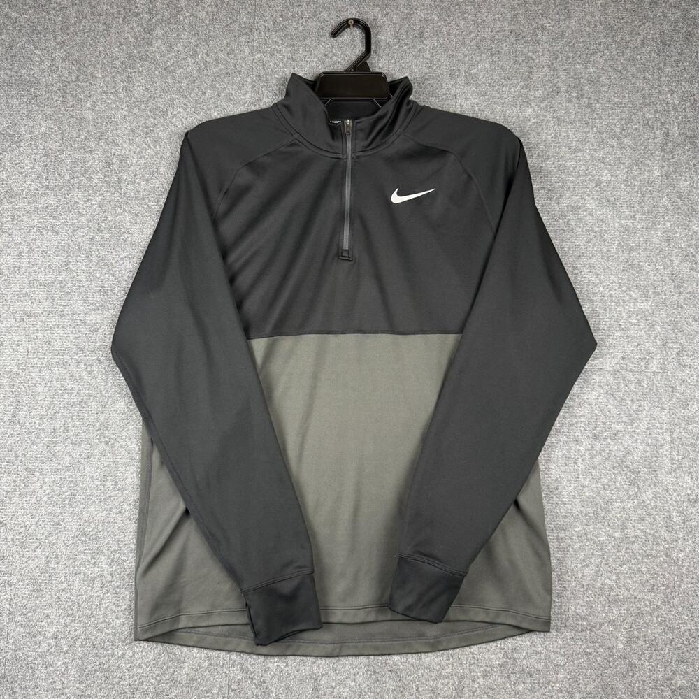Nike Mens Dri-FIT Running Quarter Zip Pullover Black Grey Athletic Pullover XL